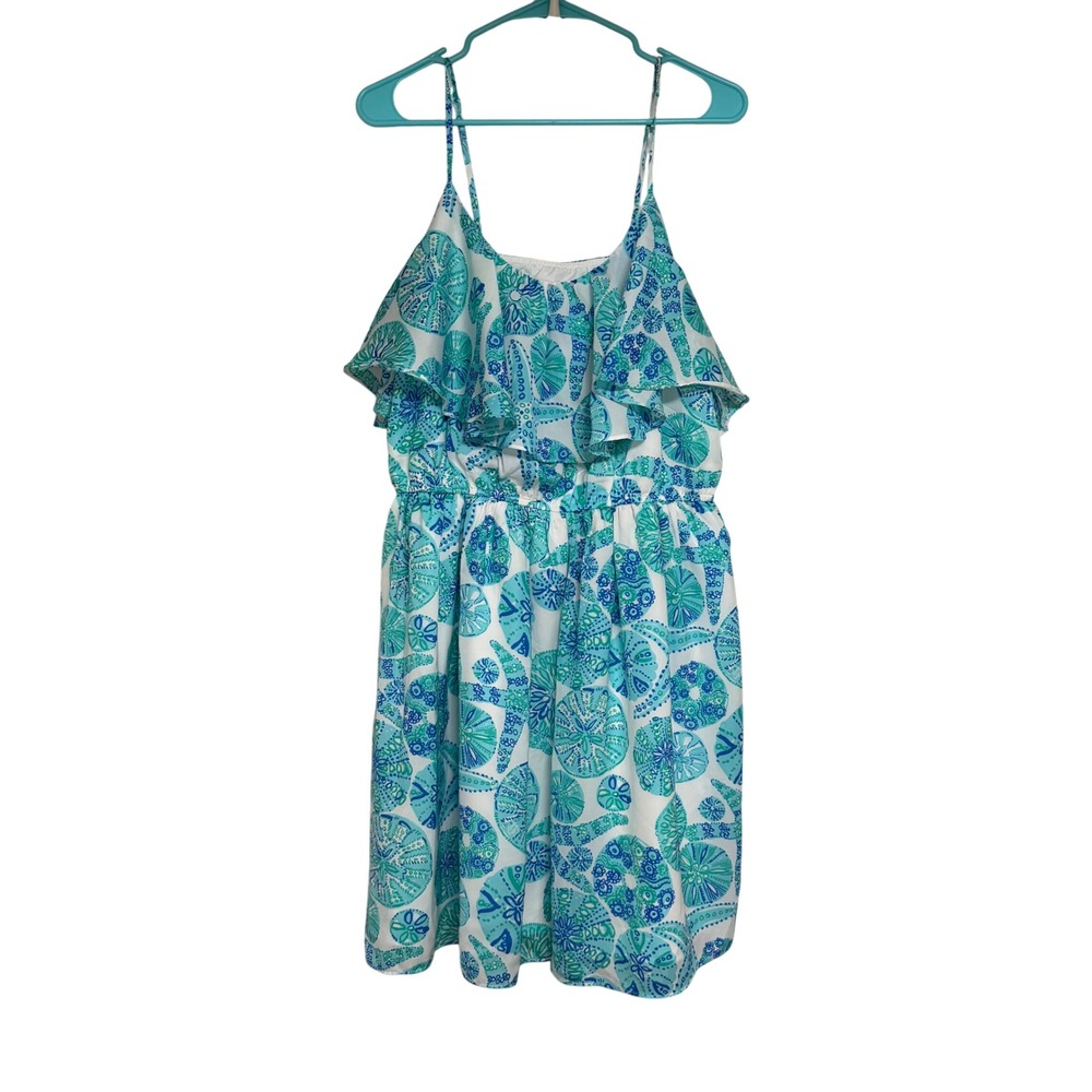 Lilly Pulitzer for Target Blue Green Sea Life Ruffle Sun Dress XL